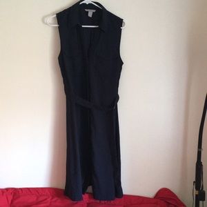 H&M Navy Sleeveless Button Down Dress